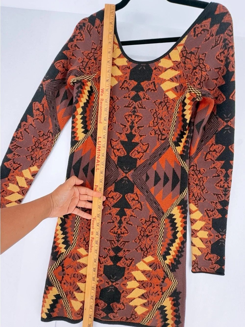 Free People rust purple HUNTRESS OF A MAN sweater knit low back dress size M - Picture 6 of 9
